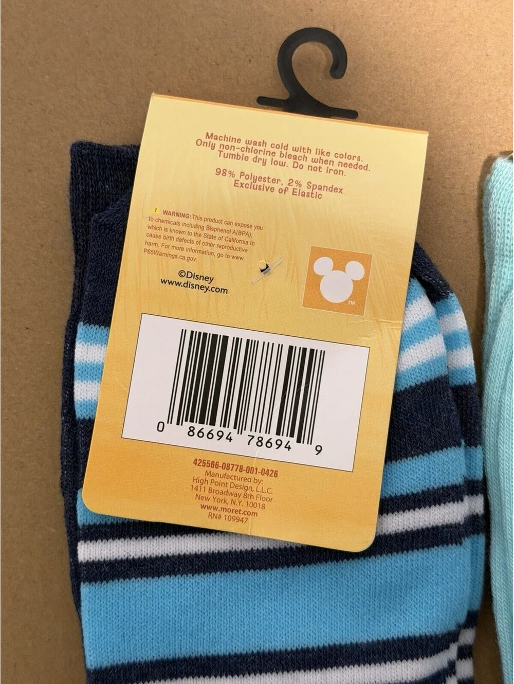 Disney Stitch Socks 2 Pairs Sock Size 10-13 Crew Socks